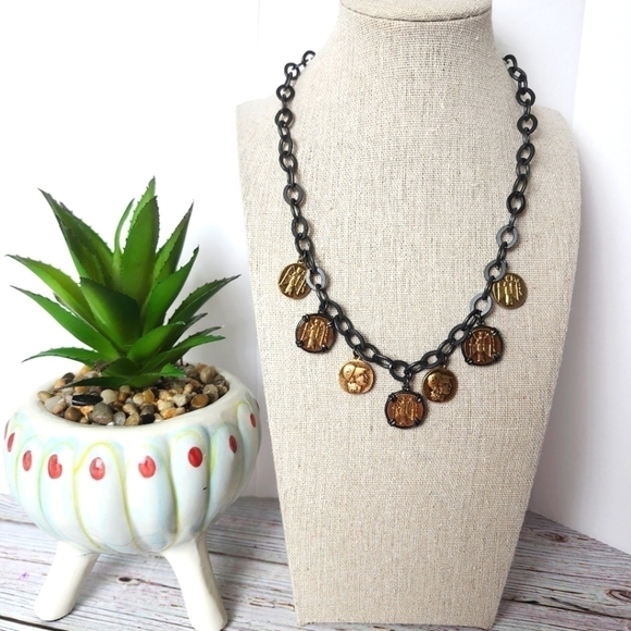NEW LIA SOPHIA BLACK CHAIN NECKLACE ANGELS FALL - Picture 1 of 9